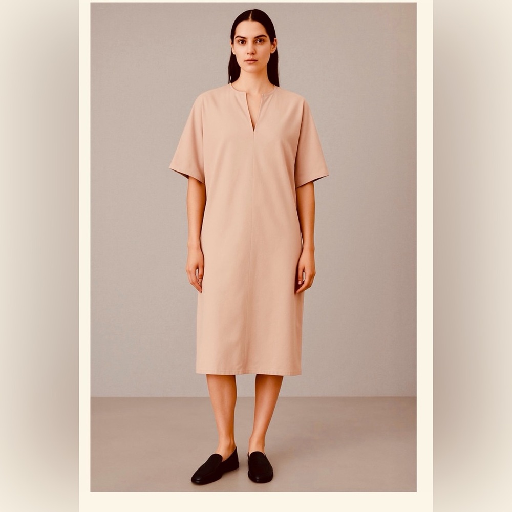 COS Tunic Minimalist Dress Blush Pink French Terry Size S